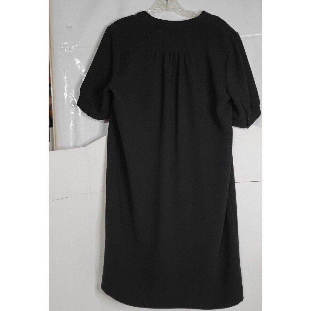 J. Crew Black Sheath Dress Womens Sz 4 Lined Business Casual v-neck mid length - Picture 4 of 5